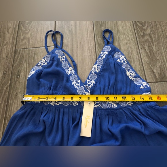 Mebon|Boho Royal blue embroidered floral sundress with smocking on back•••NWT - Picture 9 of 9